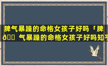 脾气暴躁的命格女孩子好吗「脾 🐠 气暴躁的命格女孩子好吗知乎」